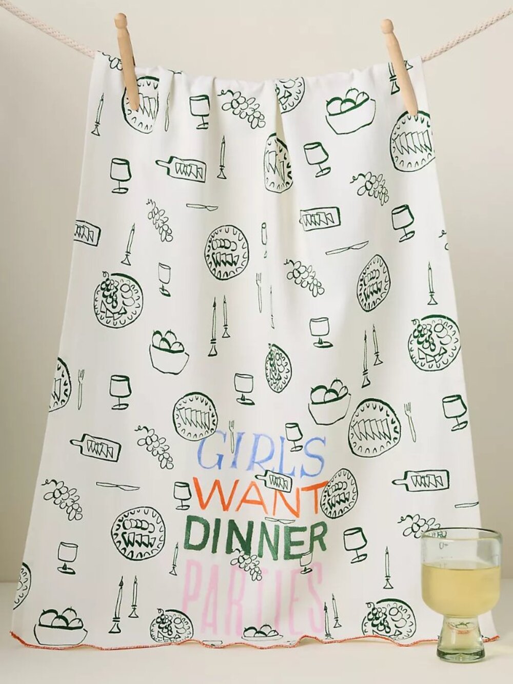 Phthalo Ruth Girls Want Dinner Parties Cotton Dish Towel Set NWT